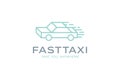 Fast Taxi Line Logo Design Template