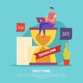 Fast Time Deadline Flat Illustration