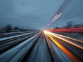 Fast Train at Night Motion Blur Winter Scene Royalty Free Stock Photo