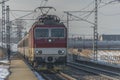 Fast train in station Spisske Tomasovce Royalty Free Stock Photo