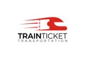 fast train with ticket logo. creative transportation travel symbol vector design Royalty Free Stock Photo