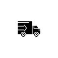 Fast truck delivery black icon concept. Fast truck delivery flat vector symbol, sign, illustration. Royalty Free Stock Photo