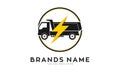 Fast truck with flash illustration vector logo