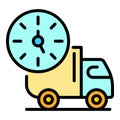 Fast truck home delivery icon color outline vector