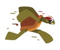 Fast Turtle in Helmet, Funny Tortoise Animal Cartoon Character Running on its Hind Legs Vector Illustration on White Royalty Free Stock Photo