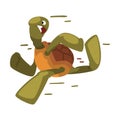 Fast Turtle, Tortoise Animal Cartoon Character Running on its Hind Legs Vector Illustration on White Background.