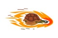 Fast Turtle on Wheels, Funny Tortoise Animal Cartoon Character with Fire Vector Illustration on White Background. Royalty Free Stock Photo