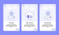 Fast upload stable connection download speed onboarding for mobile app with dashed line style