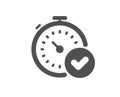 Fast verification icon. Approved timer sign. Vector