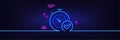 Fast verification line icon. Approved timer sign. Neon light glow effect. Vector