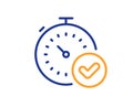 Fast verification line icon. Approved timer sign. Vector