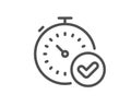 Fast verification line icon. Approved timer sign. Vector