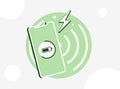 Fast Wireless Charger. Tech concepts with dynamic graphics of efficient mobile phone electronic device charging. Fast