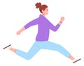 Fast woman running. Hurrying person. Rushing character