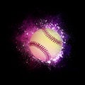 Fastball Ball flying in violet particles. Royalty Free Stock Photo