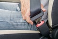 Fasten the car seat belt. Royalty Free Stock Photo