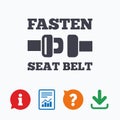 Fasten seat belt sign icon. Safety accident