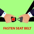 Fasten seat belt. Vector flat style illustration.