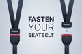 Fasten your seat belt poster safe trip safety first concept horizontal flat Royalty Free Stock Photo