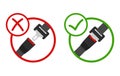 Fasten your seat belts, unblocked and blocked driver and passengers seat belt icons with fastener and black strap Royalty Free Stock Photo