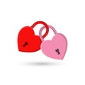 The fastened red and pink hearts Royalty Free Stock Photo