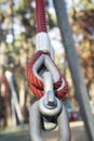 Fastening of plastic cables with steel rod in the park