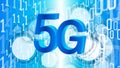 Faster speed internet 5G, programming software abstract backdrop, vector binary code numbers Royalty Free Stock Photo