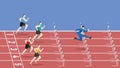 The fastest runner is jumping overcome obstacle by running faster and better start on race track