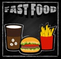 Fastfood on black background