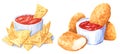 Fastfood clipart set, nachos, nuggetss and ketchup