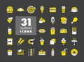 Fastfood, Food court vector icon dark background