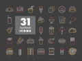 Fastfood, Food court vector icon dark background