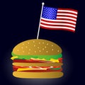 Fastfood hamburger and USA flag symbol eps10