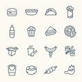 Fastfood line icon set