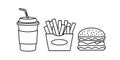 Paper cup with drink, french fries, burguer icon from food collection. Thin linear burguer, food, apple outline icon