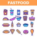 Fastfood Linear Vector Icons Set Thin Pictogram