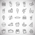 Fastfood outline icons set on white background for graphic and web design, Modern simple vector sign. Internet concept. Trendy