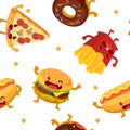 Fastfood pattern. Funny fastfood.