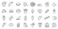 Fastfood Sign Thin Line Icon Set. Vector