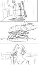 Fastfood storyboard with burger and soda