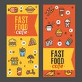 Fastfood and Street Food Flyer Banner Posters Card Set. Vector Royalty Free Stock Photo