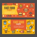 Fastfood and Street Food Flyer Banner Posters Card Set. Vector Royalty Free Stock Photo