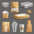 Fastfood Takeaway Packaging Realistic Set