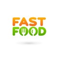 Fastfood word sign logo icon design template elements with spoon Royalty Free Stock Photo