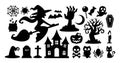 Collection set of halloween icons symbol. Silhouettes flat design, Vector illustration.