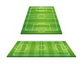 Soccer field, Football court turf perspective front and side, For create plan of soccer game. Royalty Free Stock Photo
