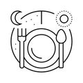 fasting sun moon line icon vector illustration