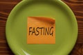 Fasting written on note Concept