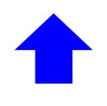 Blue large upward or forward pointing solid arrow icon sketched as vector symbol