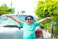 The fat Asian boy is happy Royalty Free Stock Photo